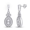 Image 1 : Diamond Oval Dangle Earrings 1/4 Cttw 10kt White Gold