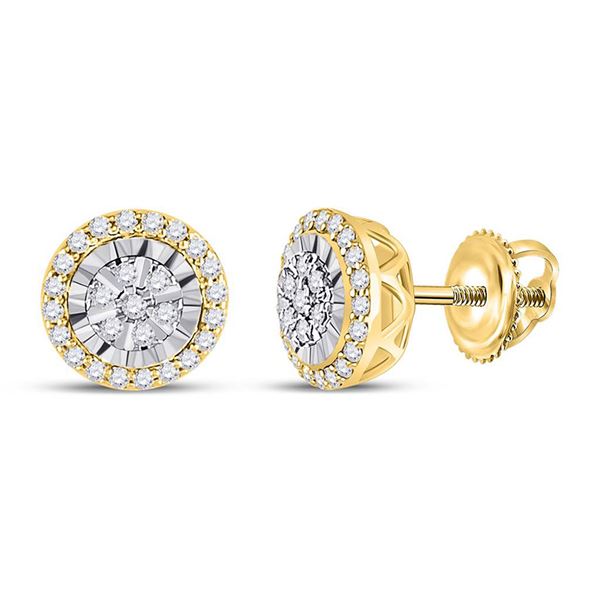 Diamond Cluster Earrings 1/4 Cttw 14kt Yellow Gold