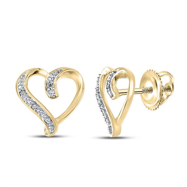 Diamond Heart Earrings .02 Cttw Yellow-tone Sterling Silver