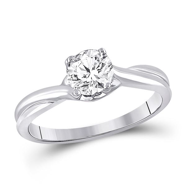 Diamond Solitaire Bridal Wedding Engagement Ring 3/4 Cttw 14kt White Gold