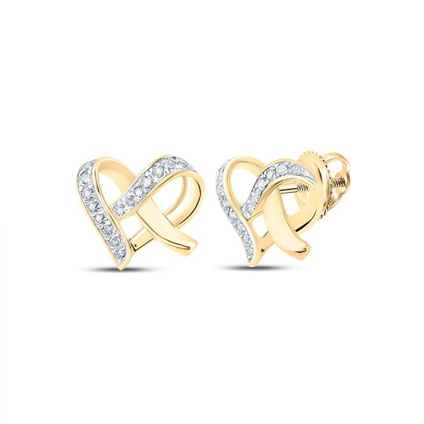 Diamond Heart Earrings 1/10 Cttw 10kt Yellow Gold