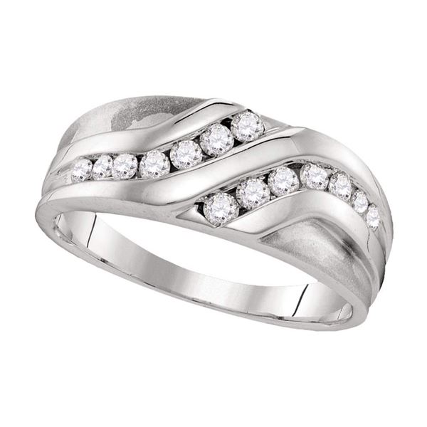Mens Diamond Wedding Band Ring 1/2 Cttw 10kt White Gold