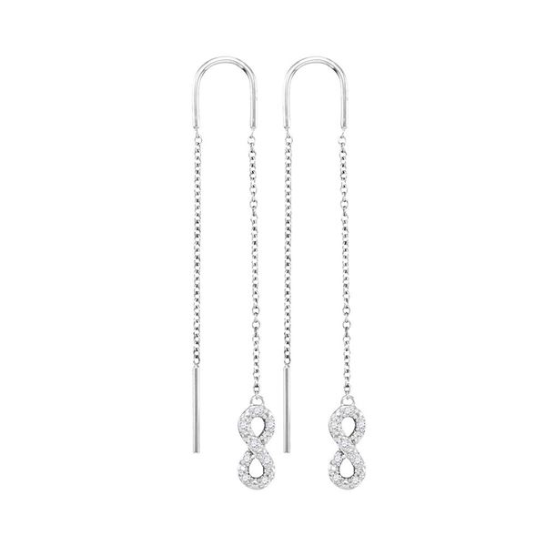 Diamond Infinity Threader Earrings 1/6 Cttw 10kt White Gold