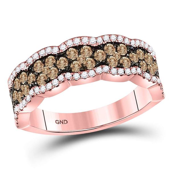 Brown Diamond Fashion Band Ring 1 Cttw 14kt Rose Gold