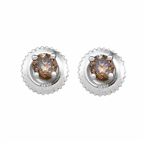 Brown Diamond Stud Earrings 1/2 Cttw 10kt White Gold