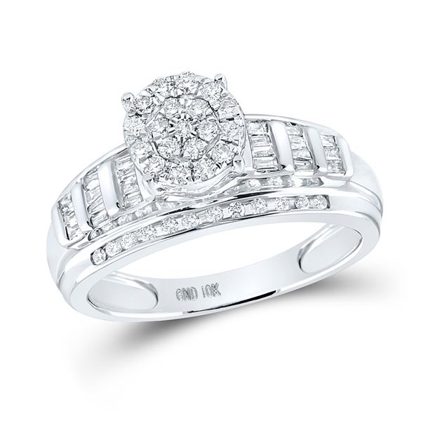 Diamond Cluster Bridal Wedding Engagement Ring 1/2 Cttw 10kt White Gold