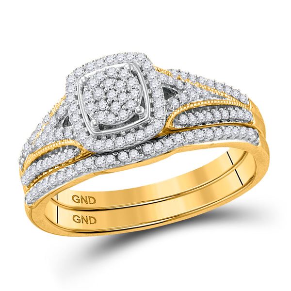 Diamond Bridal Wedding Ring Band Set 1/3 Cttw 10kt Yellow Gold