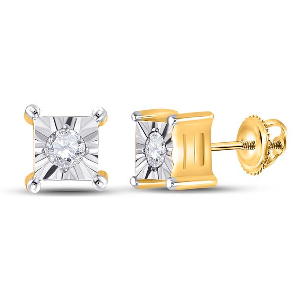 Diamond Solitaire Earrings 1/20 Cttw 10kt Yellow Gold