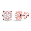 Image 1 : Diamond Blue Sapphire Cluster Earrings 5/8 Cttw 14kt Rose Gold