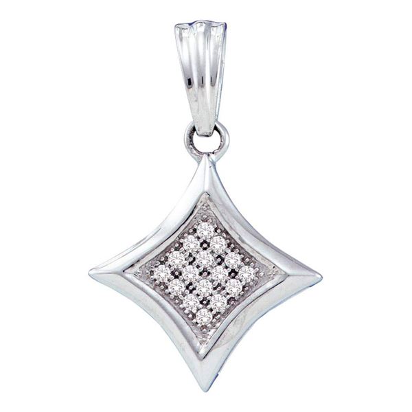 Diamond Diagonal Kite Square Cluster Pendant 1/20 Cttw 10kt White Gold