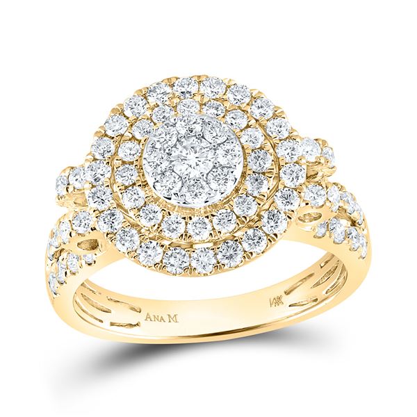 Diamond Circle Cluster Ring 1-1/3 Cttw 14kt Yellow Gold