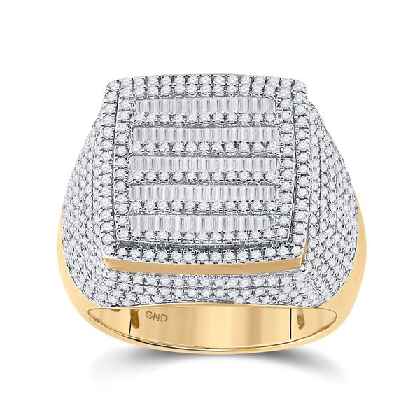 Mens Baguette Diamond Square Ring 2 Cttw 10kt Yellow Gold