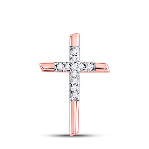 Diamond Cross Pendant 1/12 Cttw 10kt Rose Gold