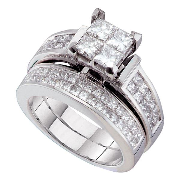 Princess Diamond Bridal Wedding Ring Band Set 2-1/2 Cttw 14kt White Gold