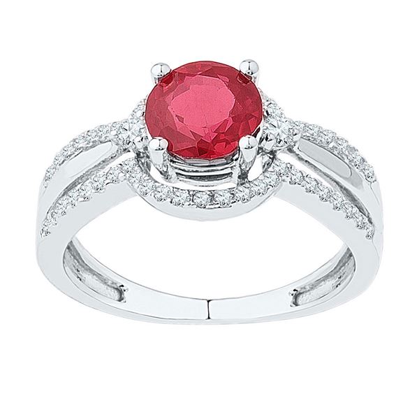 Lab-Created Ruby Solitaire Ring 2 Cttw 10kt White Gold