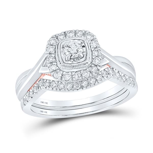 Diamond Bridal Wedding Ring Band Set 1/2 Cttw 10kt Two-tone Gold