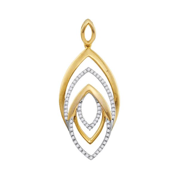 Diamond Geometric Oval Pendant 1/5 Cttw 10kt Yellow Gold