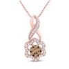 Image 1 : Brown Diamond Flower Cluster Pendant 1/2 Cttw 14kt Rose Gold