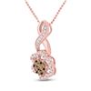 Image 2 : Brown Diamond Flower Cluster Pendant 1/2 Cttw 14kt Rose Gold