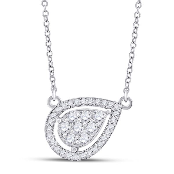 Diamond Teardrop Necklace 1/4 Cttw 10kt White Gold