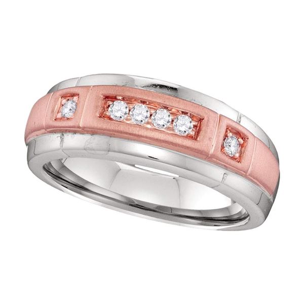Mens Diamond Wedding Band Ring 1/4 Cttw 10kt Two-tone Gold
