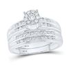 Image 2 : His Hers Diamond Cluster Matching Wedding Set 1-1/5 Cttw 10kt White Gold