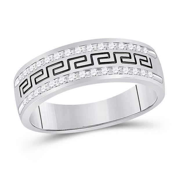 Mens Diamond Grecco Wedding Anniversary Band 1/2 Cttw 14k White Gold