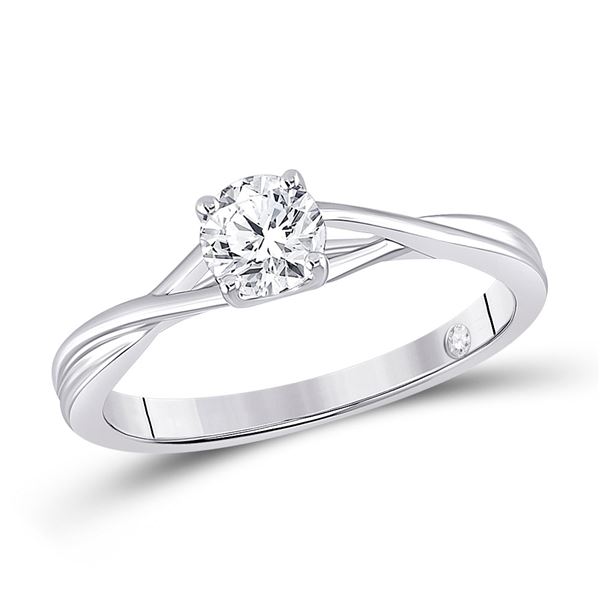 Diamond Solitaire Bridal Wedding Engagement Ring 1/2 Cttw 14kt White Gold