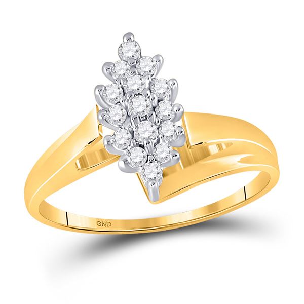 Diamond Marquise-shape Cluster Ring 1/4 Cttw 10kt Yellow Gold