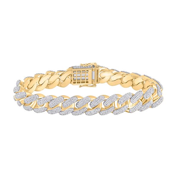 Mens Diamond Cuban Fashion Bracelet 9 Cttw 10kt Yellow Gold