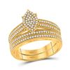 Image 2 : His Hers Diamond Cluster Matching Wedding Set 3/4 Cttw 10kt Yellow Gold