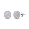 Image 1 : Sterling Silver Mens Diamond Disk Circle Earrings 1/6 Cttw Sterling Silver