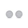 Image 2 : Sterling Silver Mens Diamond Disk Circle Earrings 1/6 Cttw Sterling Silver