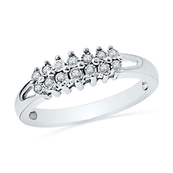 Diamond Double Row Fashion Band Ring 1/20 Cttw 10kt White Gold