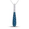 Image 1 : Blue Color Enhanced Diamond Drop Fashion Pendant 3/8 Cttw 10kt White Gold