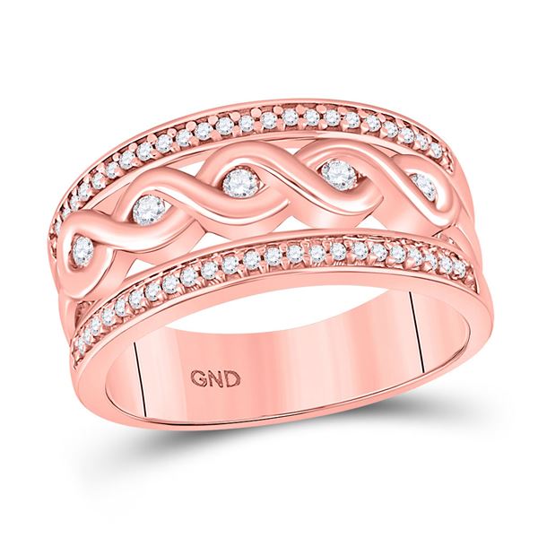 Diamond Twist Scroll Band Ring 1/4 Cttw 10kt Rose Gold