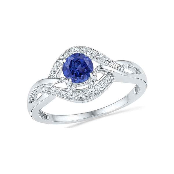 Lab-Created Blue Sapphire Solitaire Woven Ring 5/8 Cttw 10kt White Gold