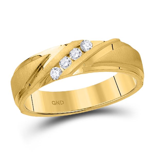 Mens Diamond Wedding Channel-Set Band Ring 1/6 Cttw 14kt Yellow Gold