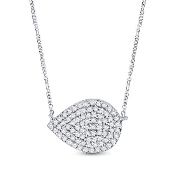 Diamond Teardrop Necklace 1/5 Cttw 10kt White Gold