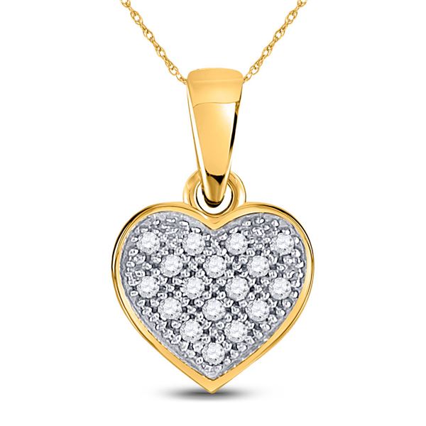Diamond Simple Heart Cluster Pendant 1/20 Cttw 10kt Yellow Gold