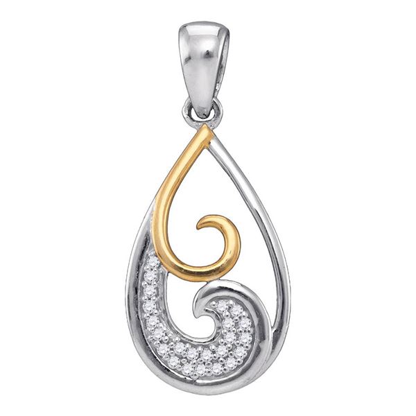 Diamond 2-stone Teardrop Pendant 1/20 Cttw Sterling Silver