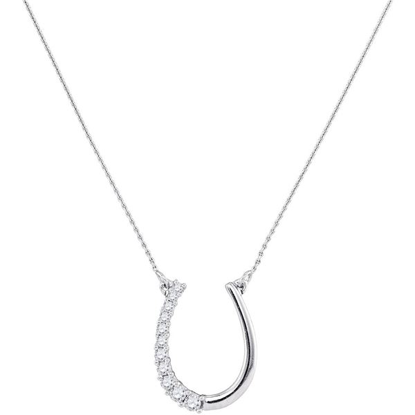 Diamond Horseshoe Pendant Necklace 1/5 Cttw 10kt White Gold