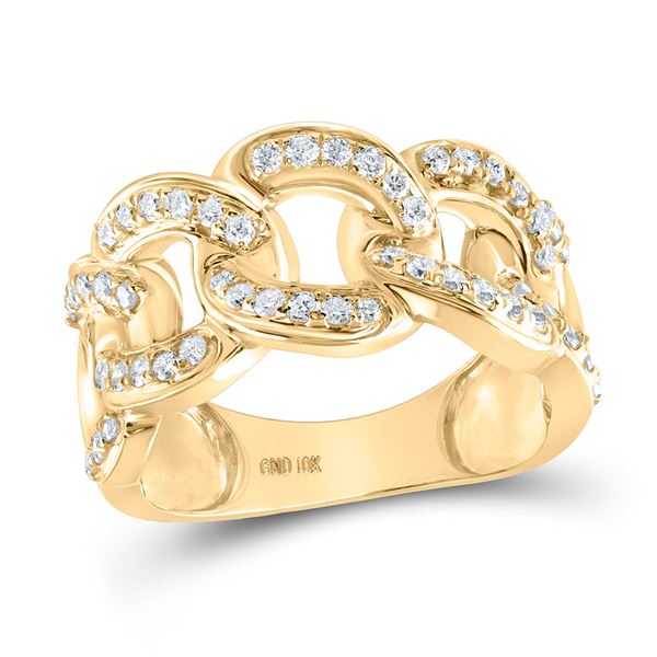 Mens Diamond Miami Cuban Band Ring 1 Cttw 10kt Yellow Gold