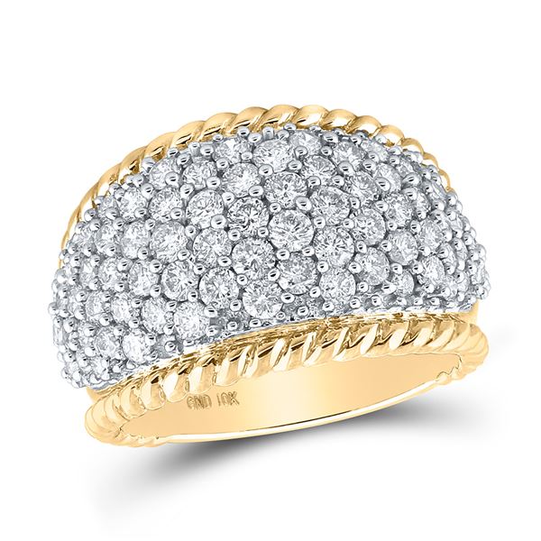 Diamond Pave Rope Band Ring 2 Cttw 10kt Yellow Gold