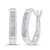 Image 1 : Diamond Oblong Double Row Hoop Earrings 1/6 Cttw Sterling Silver