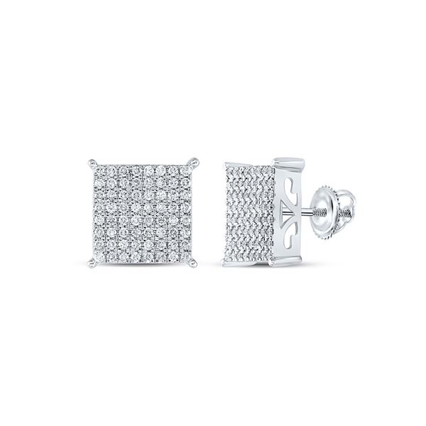 Diamond Square Earrings 1 Cttw 10kt White Gold
