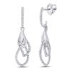 Image 1 : Diamond Dangle Earrings 1/4 Cttw 10kt White Gold