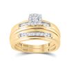 Image 2 : His Hers Diamond Square Matching Wedding Set 1/3 Cttw 10kt Yellow Gold