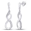 Image 1 : Diamond Infinity Dangle Earrings 1/20 Cttw Sterling Silver