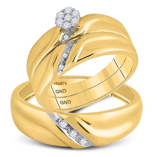 Yellow-tone Sterling Silver His Hers Diamond Matching Wedding Set 1/6 Cttw Yellow-tone Sterling Silv